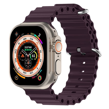 CaseOnn Apple Watch Series 12 46mm Kordon Suya Dayanıklı Okyanus Silikon Kayış Koyu Mürdüm