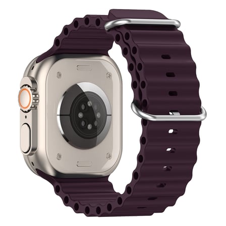 CaseOnn Apple Watch Series 12 46mm Kordon Suya Dayanıklı Okyanus Silikon Kayış Koyu Mürdüm