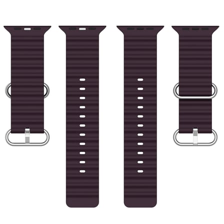 CaseOnn Apple Watch Series 12 46mm Kordon Suya Dayanıklı Okyanus Silikon Kayış Koyu Mürdüm