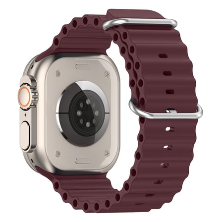 CaseOnn Apple Watch Series 12 46mm Kordon Suya Dayanıklı Okyanus Silikon Kayış Bordo