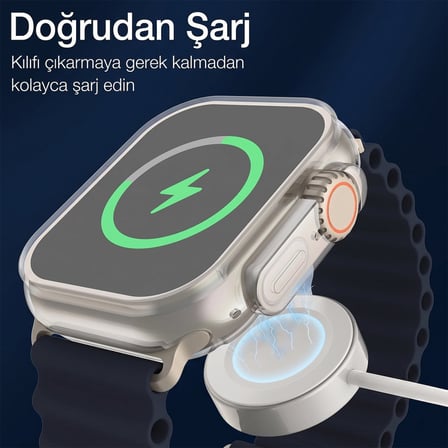 CaseOnn Apple Watch Ultra 4 Kılıf Ekran Korumalı 360 Tam Koruma Siyah