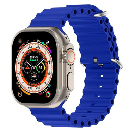 CaseOnn Apple Watch Ultra 4 Kordon Suya Dayanıklı Okyanus Silikon Kayış Saks Mavi