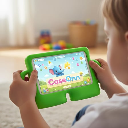 CaseOnn Samsung Galaxy Tab A9 X110 / Tab A11 Kılıf Tutma Kollu Silikon Yeşil