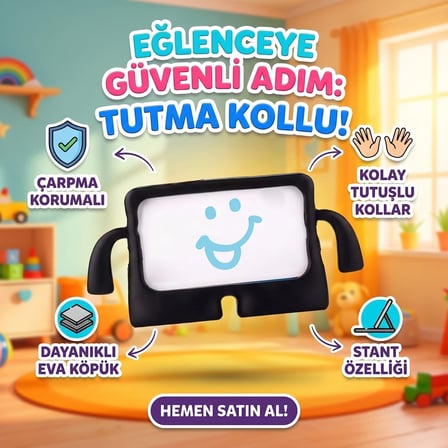 CaseOnn Samsung Galaxy Tab S7 FE / Tab S9 FE Plus Kılıf Tutma Kollu Silikon Mavi