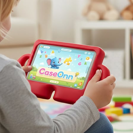 CaseOnn Samsung Galaxy Tab S7 FE / Tab S9 FE Plus Kılıf Tutma Kollu Silikon Kırmızı