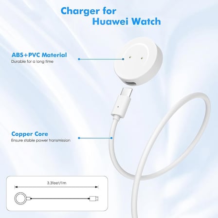 CaseOnn Huawei Watch GT Classic Manyetik USB Hızlı Şarj Kablosu Beyaz
