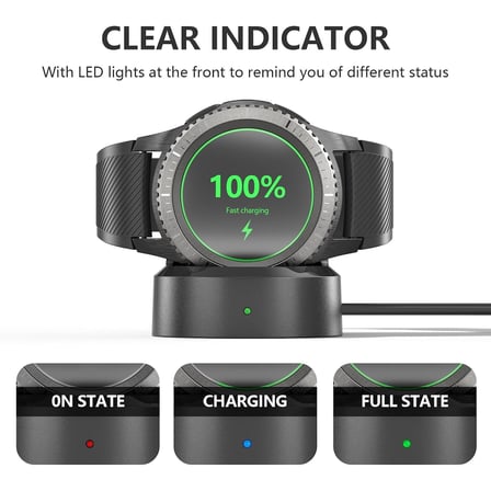 CaseOnn Samsung Galaxy Gear Sport Standlı Manyetik USB Hızlı Şarj Kablosu Siyah