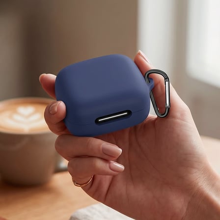 CaseOnn Anker Soundcore R60i NC Kılıf Askı Aparatlı Mat Silikon Lacivert