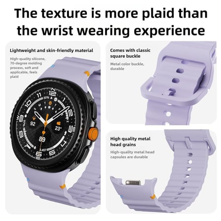 CaseOnn Samsung Galaxy Watch 9 44mm Kordon Dikiş Detaylı Esnek Silikon Kayış Açık Mavi