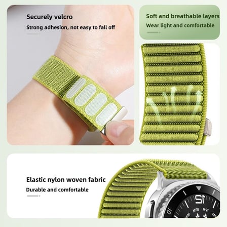 CaseOnn Samsung Galaxy Watch 8 44mm Kordon Hasır Kumaş Nylon Kayış Koyu Yeşil