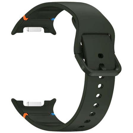 CaseOnn Samsung Galaxy Watch 8 44mm Kordon Dikiş Detaylı Esnek Silikon Kayış Koyu Yeşil