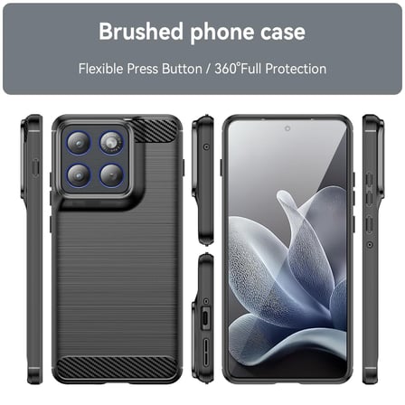 CaseOnn Motorola Edge 70 Fusion Kılıf Karbon Fiber Desenli Koruyucu Arka Kapak Siyah
