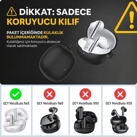 CaseOnn QCY MeloBuds N65 Kılıf Askı Aparatlı Mat Silikon Kırmızı