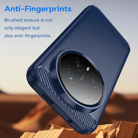 CaseOnn Honor Magic 8 Pro Kılıf Karbon Fiber Desenli Koruyucu Arka Kapak Lacivert
