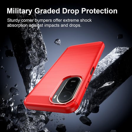CaseOnn Xiaomi Poco C81 Pro Kılıf Karbon Fiber Desenli Koruyucu Arka Kapak Kırmızı