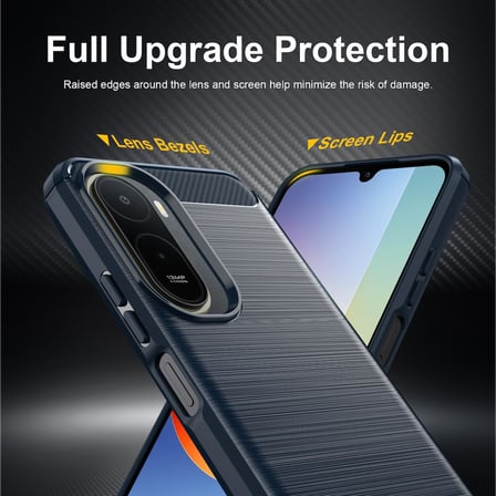 CaseOnn Xiaomi Redmi A7 Pro Kılıf Karbon Fiber Desenli Koruyucu Arka Kapak Lacivert