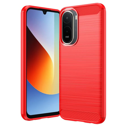 CaseOnn Xiaomi Redmi A7 Pro Kılıf Karbon Fiber Desenli Koruyucu Arka Kapak Kırmızı