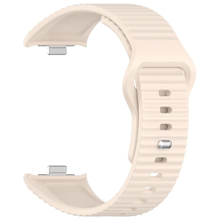 CaseOnn Xiaomi Redmi Watch 6 Active Kordon Oluklu Yumuşak Silikon Kayış Krem