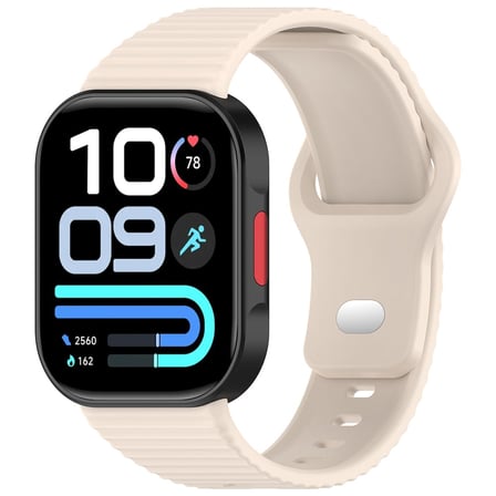 CaseOnn Xiaomi Redmi Watch 6 Active Kordon Oluklu Yumuşak Silikon Kayış Krem