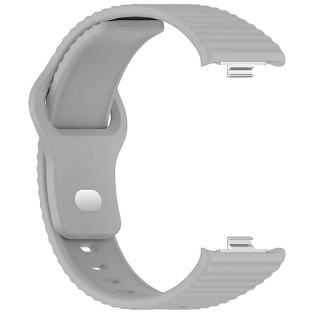 CaseOnn Xiaomi Smart Band 10 Pro Kordon Oluklu Yumuşak Silikon Kayış Gri