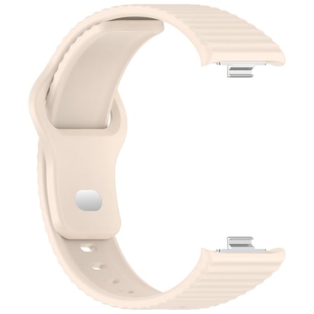 CaseOnn Xiaomi Smart Band 8 Pro Kordon Oluklu Yumuşak Silikon Kayış Krem
