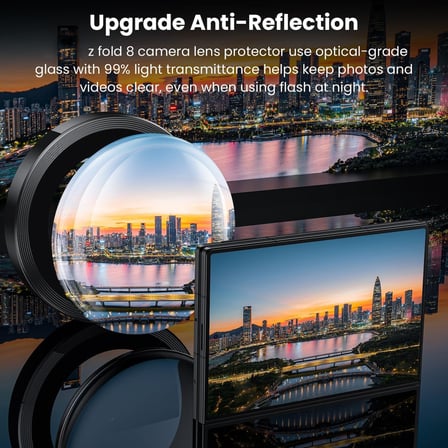 CaseOnn Samsung Galaxy Z Fold 8 Tekli 9H Kamera Lens Koruyucu Siyah