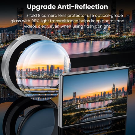 CaseOnn Samsung Galaxy Z Fold 8 Tekli 9H Kamera Lens Koruyucu Gümüş