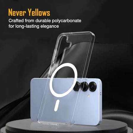CaseOnn Samsung Galaxy A27 Kılıf MagSafe Özellikli Sararmaz Kristal Sert Kapak Şeffaf