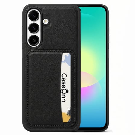 CaseOnn Samsung Galaxy A27 Kılıf Deri Dokulu Kartlıklı Kapak Siyah