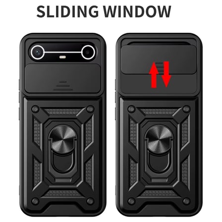 CaseOnn Tecno Spark Slim 5G Kılıf Sürgülü Kamera Korumalı Yüzüklü Mıknatıslı Tank Kapak Lacivert