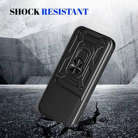 CaseOnn Xiaomi 17T Pro Kılıf Sürgülü Kamera Korumalı Yüzüklü Mıknatıslı Tank Kapak Siyah