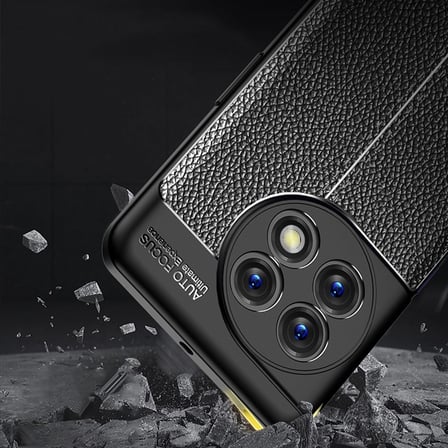 CaseOnn OnePlus 11 Kılıf Lüks Dikiş Detaylı Deri Görünümlü Kapak Siyah