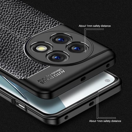 CaseOnn OnePlus 11 Kılıf Lüks Dikiş Detaylı Deri Görünümlü Kapak Siyah