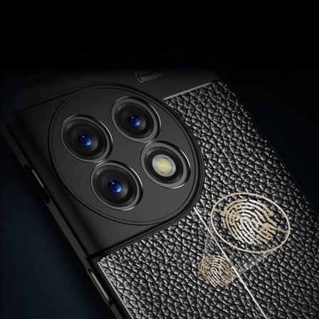 CaseOnn OnePlus 11 Kılıf Lüks Dikiş Detaylı Deri Görünümlü Kapak Siyah