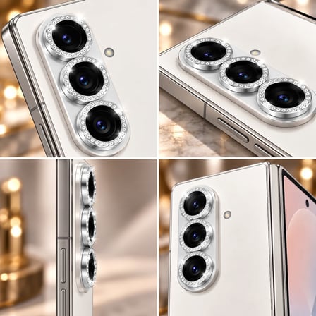 CaseOnn Samsung Galaxy Z Fold 7 Işıltılı Pırlanta Taşlı Tekli Kamera Lens Koruyucu Siyah