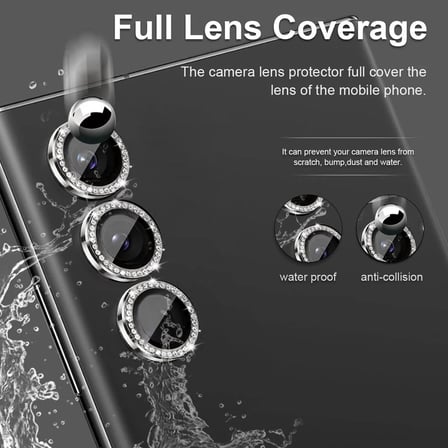 CaseOnn Samsung Galaxy Z Fold 7 Işıltılı Pırlanta Taşlı Tekli Kamera Lens Koruyucu Siyah