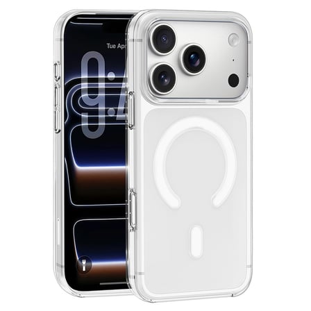 CaseOnn Apple iPhone 18 Pro Kılıf MagSafe Özellikli Sararmaz Kristal Sert Mika Kapak Şeffaf