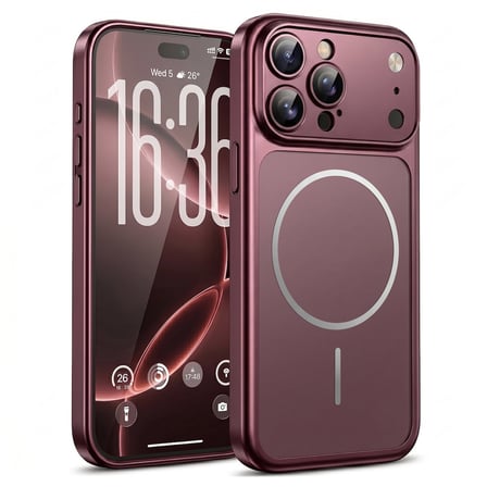 CaseOnn Apple iPhone 15 Pro Max Kılıf iPhone 18 Pro Görünümlü Dönüşüm Kapak Burgonya