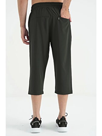 TOMMY LIFE Siyah Bağcıklı Standart Kalıp Fermuar Cepli Kapri 83096