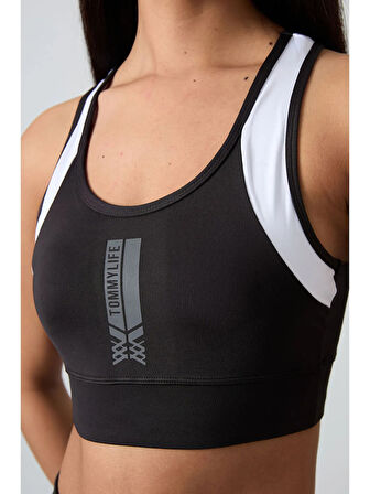 Tommy Lıfe Siyah Polyester Esnek Standart Fit Performans Kadın Tayt Takım 95332