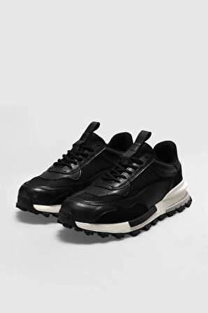 Lufian Henry Erkek Hakiki Deri Klasik Sneaker Siyah 111230265
