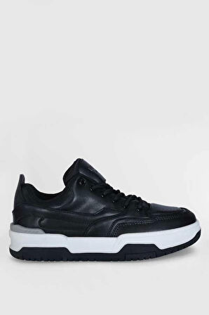 Lufian Mark Erkek Deri Sneaker Ayakkabı Siyah 112230194
