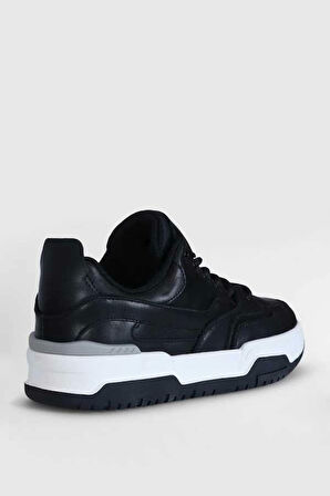 Lufian Mark Erkek Deri Sneaker Ayakkabı Siyah 112230194