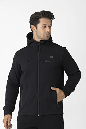 Crozwise 6054 Su İticili Kapşonlu Erkek Sweat Siyah