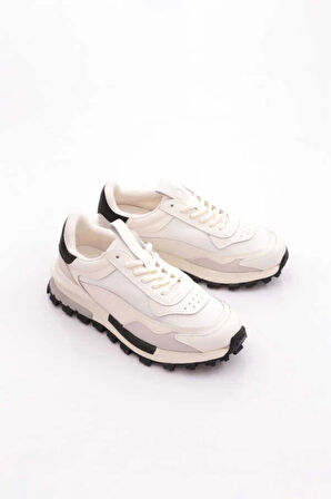 Lufian Henry Erkek Hakiki Deri Klasik Sneaker Ekru 111230265