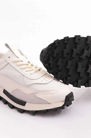 Lufian Henry Erkek Hakiki Deri Klasik Sneaker Ekru 111230265