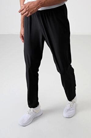 Siyah Polyester İnce Yumuşak Comfort Fit Erkek Eşofman Alt - 82119