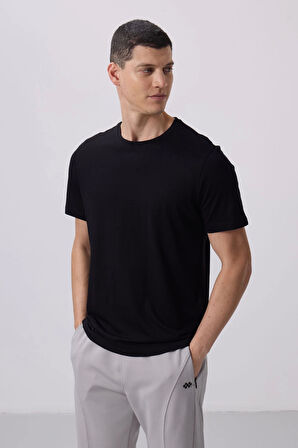 Tommy Life Siyah Erkek Basic Kısa Kol Standart Kalıp O Yaka T-shirt 87911