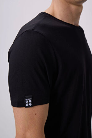 Tommy Life Siyah Erkek Basic Kısa Kol Standart Kalıp O Yaka T-shirt 87911