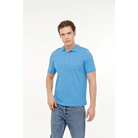 Lumberjack Basic Erkek Mavi Klasik Yaka Polo Tişört 101497465